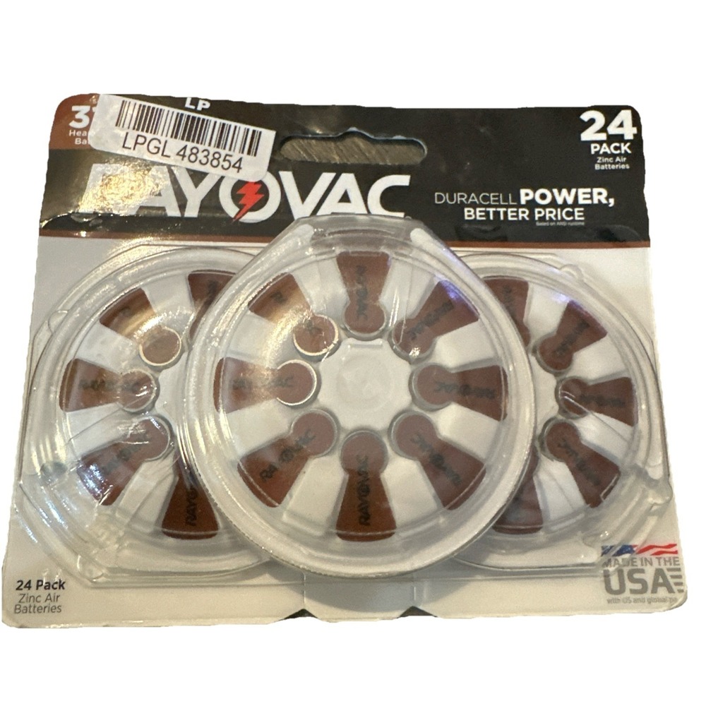New 24 Batteries Rayovac Size 312 Hearing Aid Zinc Air Batteries Exp. 03/2027
